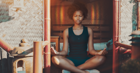 a lady meditating